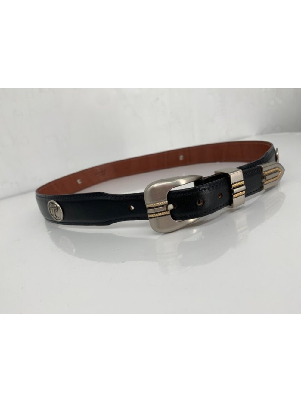 Jardine Collection 34 Leather Game Day Tulane Green Wave Concho Belt Black Brush